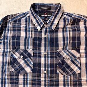 Airwalk Men's Navy and White Plaid Shirt